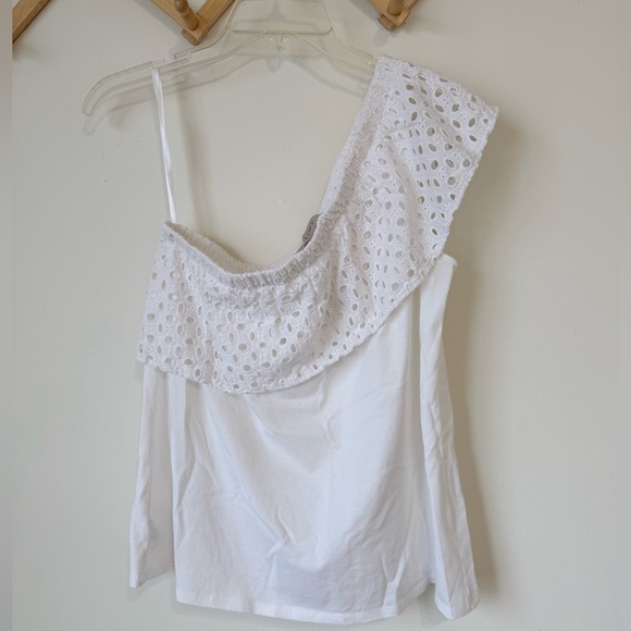 Loft One Shoulder Ruffle Eyelet Top - Picture 2 of 4